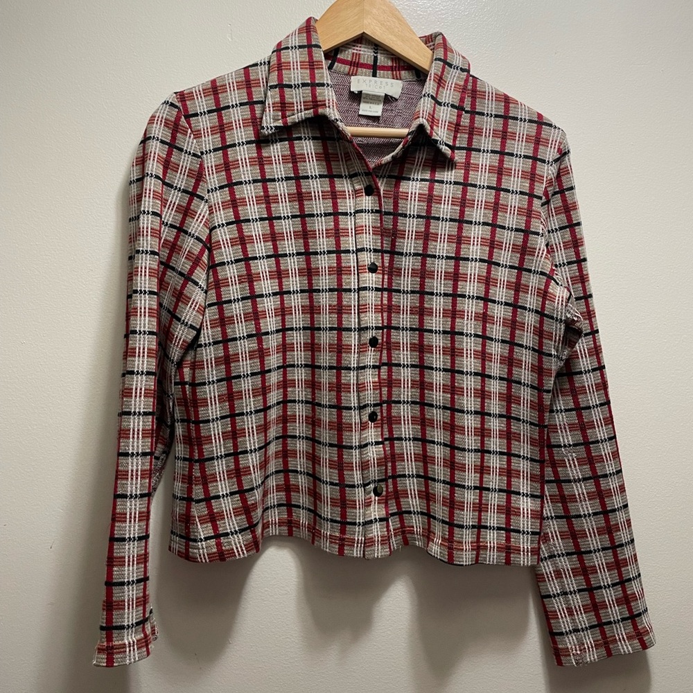 Vintage Express Tricot Plaid Blouse